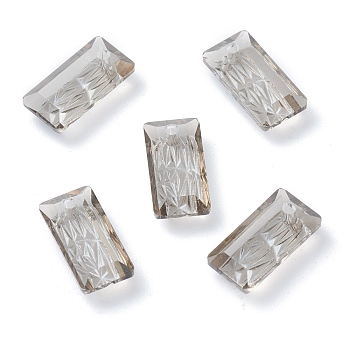 Embossed Glass Rhinestone Pendants, Rectangle, Faceted, Satin, 14x7x4.2mm, Hole: 1.5mm