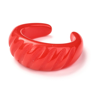Acrylic Cuff Rings, Open Rings, Croissant Ring, Red, 4~9.5mm, Inner Diameter: 18mm