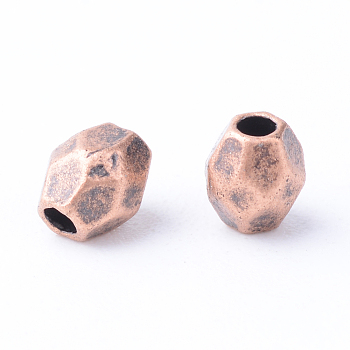 Tibetan Style Alloy Spacer Beads, Oval, Cadmium Free & Nickel Free & Lead Free, Red Copper, 4x3.5mm, Hole: 1mm, about 7600pcs/1000g