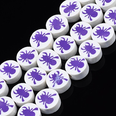 Blue Violet Flat Round Polymer Clay Beads
