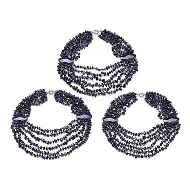 Synthetic Blue Goldstone Multi-strand Necklaces(NJEW-G910-15)-2