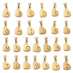 26Pcs Letter A~Z 304 Stainless Steel Heart Pendants with Crystal Rhinestone, Heart, Golden, 11x13x2.5mm, Hole: 5x3mm(STAS-Z103-01G-M)