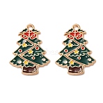 Alloy Enamel Pendants, Christmas Theme, Light Gold, Christmas Tree, 24.5x18x1.3mm, Hole: 1.6mm(X-ENAM-I061-01KCG-02)