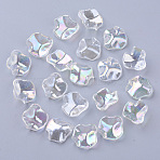 Transparent Acrylic Pendants, AB Color Plated, Petal, Clear AB, 16x15x5mm, Hole: 1.4mm(MACR-N007-07E)
