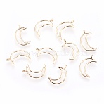 Brass Pendants, Nickel Free, Real 18K Gold Plated, Moon, 16x10x1mm, Hole: 1mm(X-KK-Q735-356G)