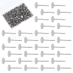1000Pcs Tarnish Resistant 304 Stainless Steel Stud Earring Settings, Flat Pad Earring Post, Flat Round, Stainless Steel Color, 12x5mm, Pin: 0.6mm(STAS-ME0001-50B)