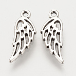Tibetan Style Alloy Pendants, Wing, Cadmium Free & Nickel Free & Lead Free, Antique Silver, 18x6.5x1.5mm, Hole: 1mm, 2170pcs/1000g(TIBEP-S315-01AS-NR)