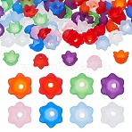 800Pcs 8 Colors Transparent Acrylic Bead Caps, Tulip Flower, Lily of the Valley, Frosted, Mixed Color, 10x6mm, Hole: 1.5mm, 100pcs/color(FACR-HS0001-01)