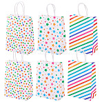12Pcs 3 Styles Rectangle Paper Gift Bags, Portable Printed Kraft Paper Bag, with Paper Handles, Mixed Shapes, 29cm, Unfold: 21x15x8cm, 4pcs/style(ABAG-TA0001-84)