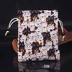 Chinese Style Rectangle Cloth Printed Drawstring Gift Bags, Storage Bags, Cat Shape, 15x12cm(PW-WG9C527-21)