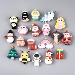 PVC Plastic Pendants, Mixed Shapes (Some May Be Slightly Flawed), Mixed Color, 37~62x28~59x9~28mm, Hole: 2~3mm(PVC-N002-01)