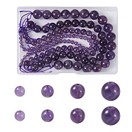 4 Strands 4 Styles Natural Amethyst Beads Strands, Round, 4~10mm, Hole: 0.8~1mm, about 19~46pcs/strand, 7.6 inch, 1 strand/style(G-CW0001-08)