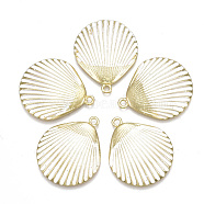 Spray Painted Alloy Pendants, Scallop, Light Gold, White, 35.5x29.5x5mm, Hole: 2mm(X-PALLOY-T065-20D)