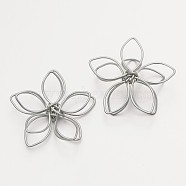 Iron Flower Wire Wrapped Pendants, Platinum, 30x30x6mm(IFIN-E734-01P)