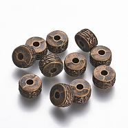 CCB Plastic Beads, Flat Round, Antique Bronze, 13x7.5mm, Hole: 3.5mm(CCB-F006-01AB)