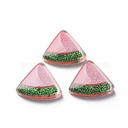 Transparent Epoxy Resin Cabochons, with Glitter Powder, Watermelon, Indian Red, 20x22.5x6mm(CRES-S365-32)