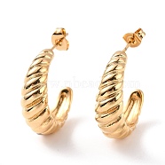 Vacuum Plating 304 Stainless Steel Croissant Stud Earrings for Women, Golden, 27.5x22x7.5mm, Pin: 0.7mm(EJEW-F280-08G)