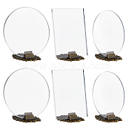 PandaHall Elite Cellulose Acetate Photo Frame Stand, Home Display Decorations, with Flower Alloy Bases, Rectangle & Oval & Flat Round, Antique Bronze, 6sets/bag(AJEW-PH0001-38AB)
