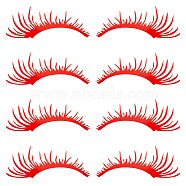 PET Eyelash Car Stickers, Waterproof Self Adhesive Eyelash Decals for Car Headlight Decor, Red, 117x264x0.1mm, Sticker: 110x252mm(STIC-WH0004-04C)