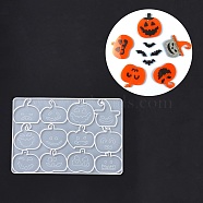 DIY Pumpkin Jack-O'-Lantern Pendants Silicone Molds, Resin Casting Molds, For UV Resin, Epoxy Resin Jewelry Making, Halloween Theme, White, 295x230x6mm, Hole: 3mm, Inner Diameter: 54~71x56~72mm(DIY-D060-04)