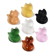 Glass Pendants, Fox Charms, Mixed Color, 34.5x27x12mm, Hole: 0.8mm(GLAA-G121-02)