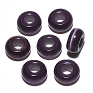 Cat Eye European Beads, Large Hole Beads, Rondelle, Purple, 14x7mm, Hole: 5~6mm(G-S359-071J)