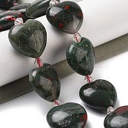 Natural African Bloodstone Beads Strands, Heart, with Seed Beads, 19~19.5x20x10mm, Hole: 1.5mm, about 17pcs/strand, 15.75 inch(40cm)(G-C150-A10-01)