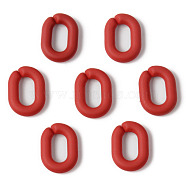 Rubberized Style Acrylic Linking Rings, Quick Link Connectors, For Cable Chains Making, Oval, Red, 19x14x3.5mm, Inner Diameter: 11x6mm(OACR-N011-005B)