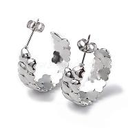 304 Stainless Steel Heart Wrap Stud Earrings, Half Hoop Earrings for Women, Stainless Steel Color, 21.5x7.5x21mm, Pin: 0.7mm(EJEW-I284-01P)