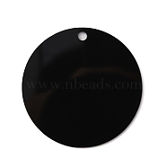 Opaque Acrylic Big Pendants, Flat Round, Black, 50x1.3mm, Hole: 4mm(SACR-WH0010-003B)