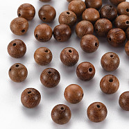 Natural Wood Beads, Lead Free, Round, Saddle Brown, 8mm, Hole: 1.5mm, about 1900pcs/500g(WOOD-S659-07-LF)