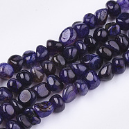 Natural Dragon Veins Agate Beads Strands, Tumbled Stone, Dyed, Chip, Indigo, 7~9x6~9x6~10mm, Hole: 1.5mm, about 50pcs/strand, 14.5 inch(G-S349-28D)