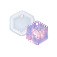 DIY Pendant Silicone Molds, Resin Molds, For UV Resin, Epoxy Resin Jewelry Making, Hexagon, 52x49x8.5mm(SIMO-H009-08E)