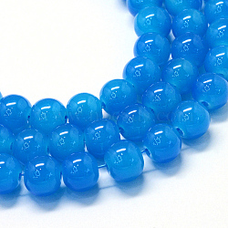Baking Painted Imitation Jade Glass Round Bead Strands, Dodger Blue, 10~10.5mm, Hole: 1.5mm, about 85pcs/strand, 31.4 inch(X-DGLA-Q021-10mm-13)