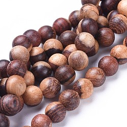 Natural Wood Beads Strands, Round, Saddle Brown, 8mm, Hole: 1.2mm, about 50pcs/strand, 15.7 inch(40cm)(WOOD-F008-04-C)