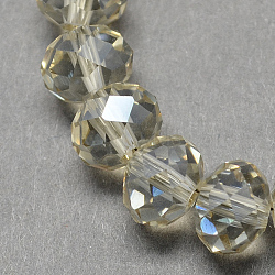 Handmade Glass Beads, Faceted Rondelle, Beige, 10x7mm, Hole: 1mm, about 70~72pcs/strand(G02YI0P3)