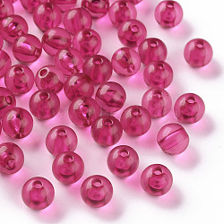 Transparent Acrylic Beads, Round, Fuchsia, 8x7mm, Hole: 2mm(X-MACR-S370-A8mm-706)