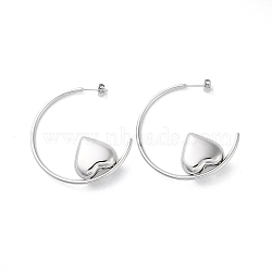 Non-Tarnish 304 Stainless Steel Stud Earrings, Heart, Stainless Steel Color, 45x2mm(EJEW-M249-01P)