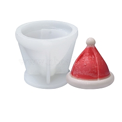 3D Christmas Hat DIY Candle Silicone Molds, For Scented Candle Making, White, 8.8x7.5cm, Inner Diameter: 8x7cm(CAND-B002-08)