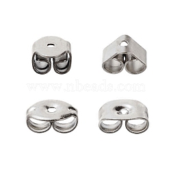 80Pcs 4Size 304 Stainless Steel Ear Nuts, Butterfly Earring Backs for Post Earrings, Stainless Steel Color, 6x4.5x3mm, Hole: 0.8mm, 20pcs/Size(STAS-LS0001-18P)