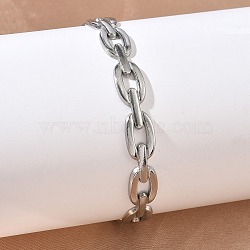 304 Stainless Steel Cuff Bangles, Oval Chain Bangles for Women, Stainless Steel Color, Inner Diameter: 2.26x1.93 inch(5.75x4.9cm)(BJEW-A160-01P)