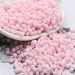 Macaron Color Opaque Frosted Glass Seed Beads, Peanut, Misty Rose, 6x3x3mm, Hole: 1.2mm, about 4000pcs/pound(SEED-K009-12B-09)