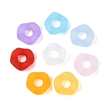 Frosted Transparent Acrylic European Beads, Twist Disc Large Hole Beads, Mixed Color, 12x4mm, Hole: 4.5mm, about 2083pcs/500g