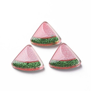 Transparent Epoxy Resin Cabochons, with Glitter Powder, Watermelon, Indian Red, 20x22.5x6mm