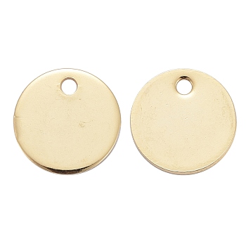 304 Stainless Steel Charms, Flat Round, Stamping Blank Tag, Real 18k Gold Plated, 10x1mm, Hole: 1.5mm