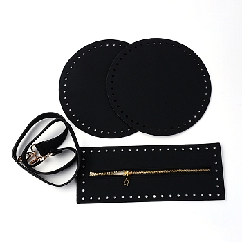 PU Leather with Alloy Shoulder Bag Making Kits, Handmade Bucket Bag, Purse Wallet Knitting Crochet Bag, Black, 81.5x2.4x0.35cm