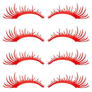 PET Eyelash Car Stickers, Waterproof Self Adhesive Eyelash Decals for Car Headlight Decor, Red, 117x264x0.1mm, Sticker: 110x252mm