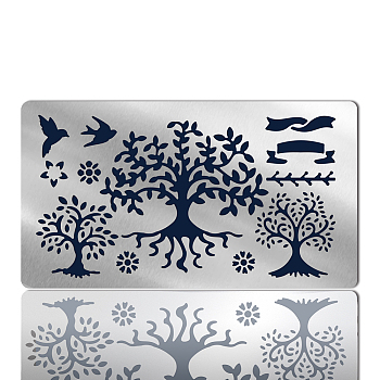 Retro Stainless Steel Metal Cutting Dies Stencils, for DIY Scrapbooking/Photo Album, Decorative Embossing DIY Paper Card, Matte Stainless Steel Color, Tree of Life, 177x101x0.5mm