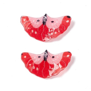 Plastic Heat Shrink Film Pendants, Butterfly, Red, 18x33x3mm, Hole: 1mm