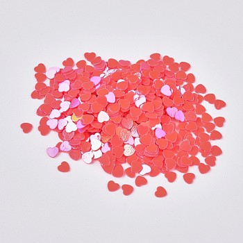 Ornament Accessories Plastic Paillette/Sequins Beads, No Hole/Undrilled Beads, Heart, Tomato, 2.7x3x0.3mm, about 173075pcs/pound
